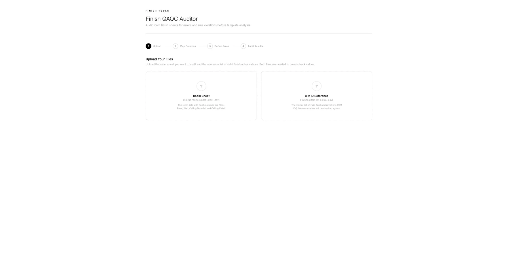 Finish QAQC Auditor upload screen before files are selected