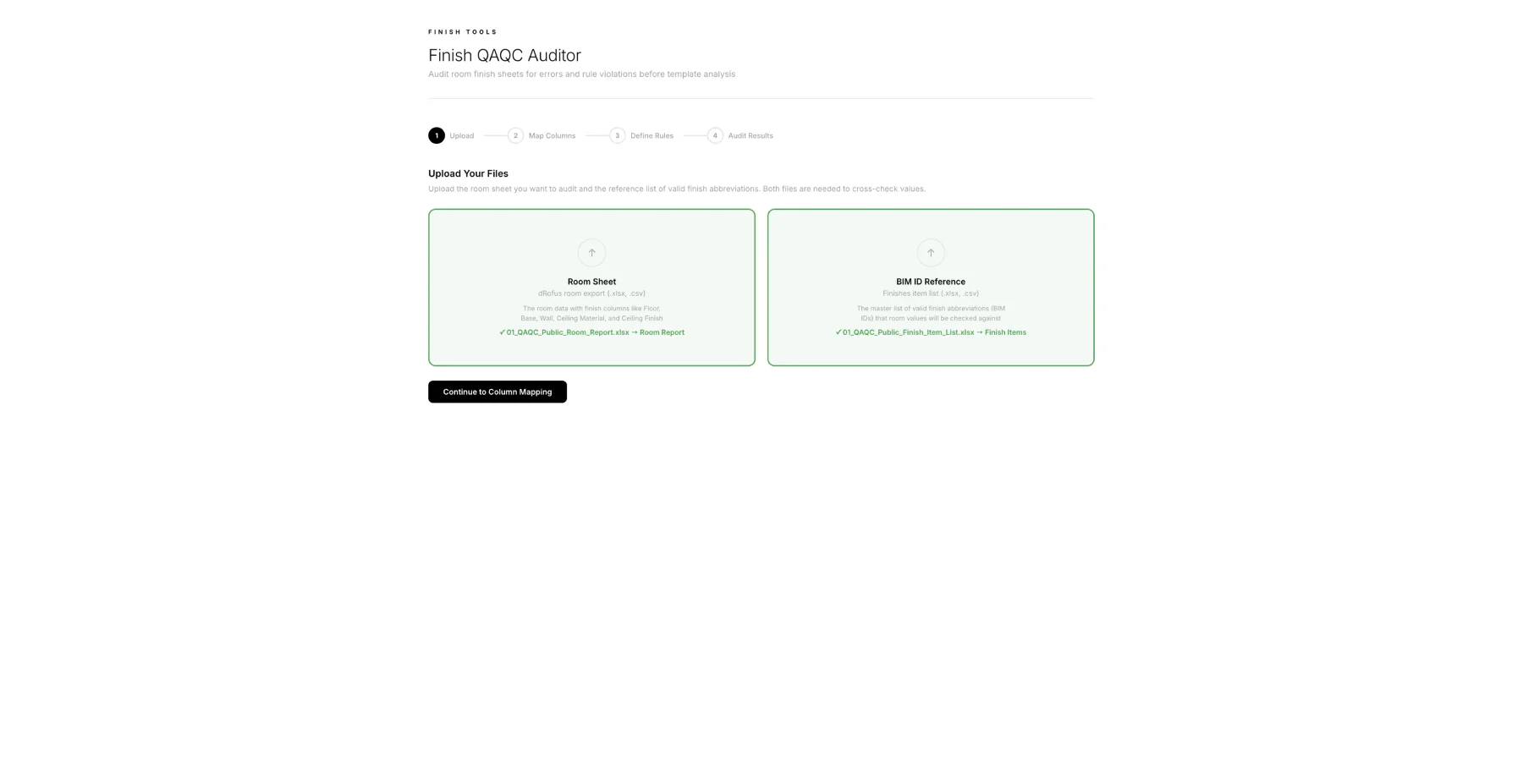 Finish QAQC Auditor with public sample files selected
