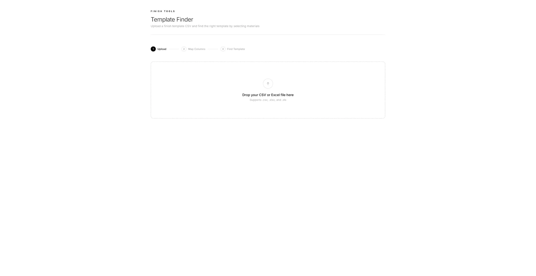Template Finder upload screen