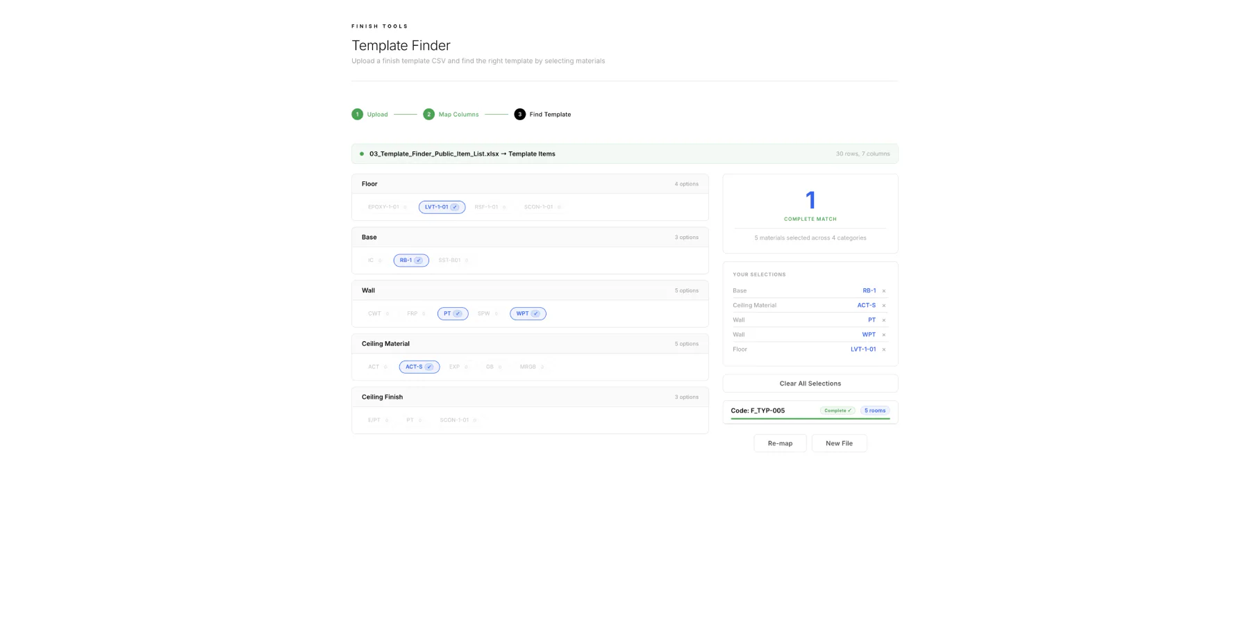 Template Finder selected template detail