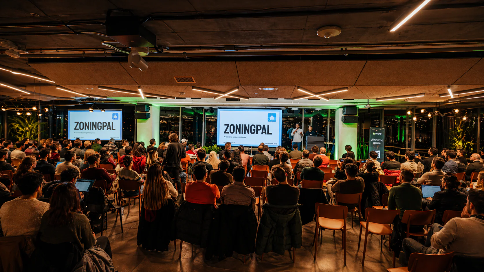 Audience at the ZoningPal presentation during AI Tinkerers Toronto in Shopify Toronto